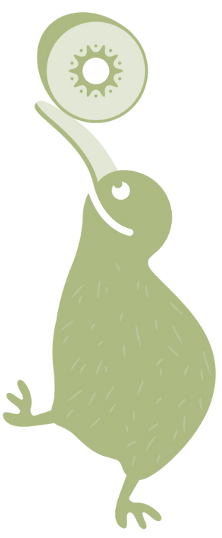 Kiwiness Logo – grüner Kiwi Vogel Symbol
