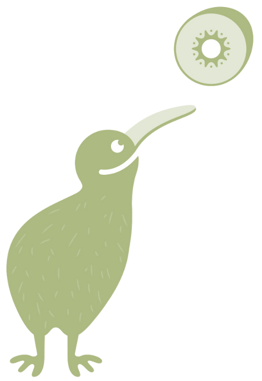 Kiwiness Logo – grüner Kiwi Vogel Symbol